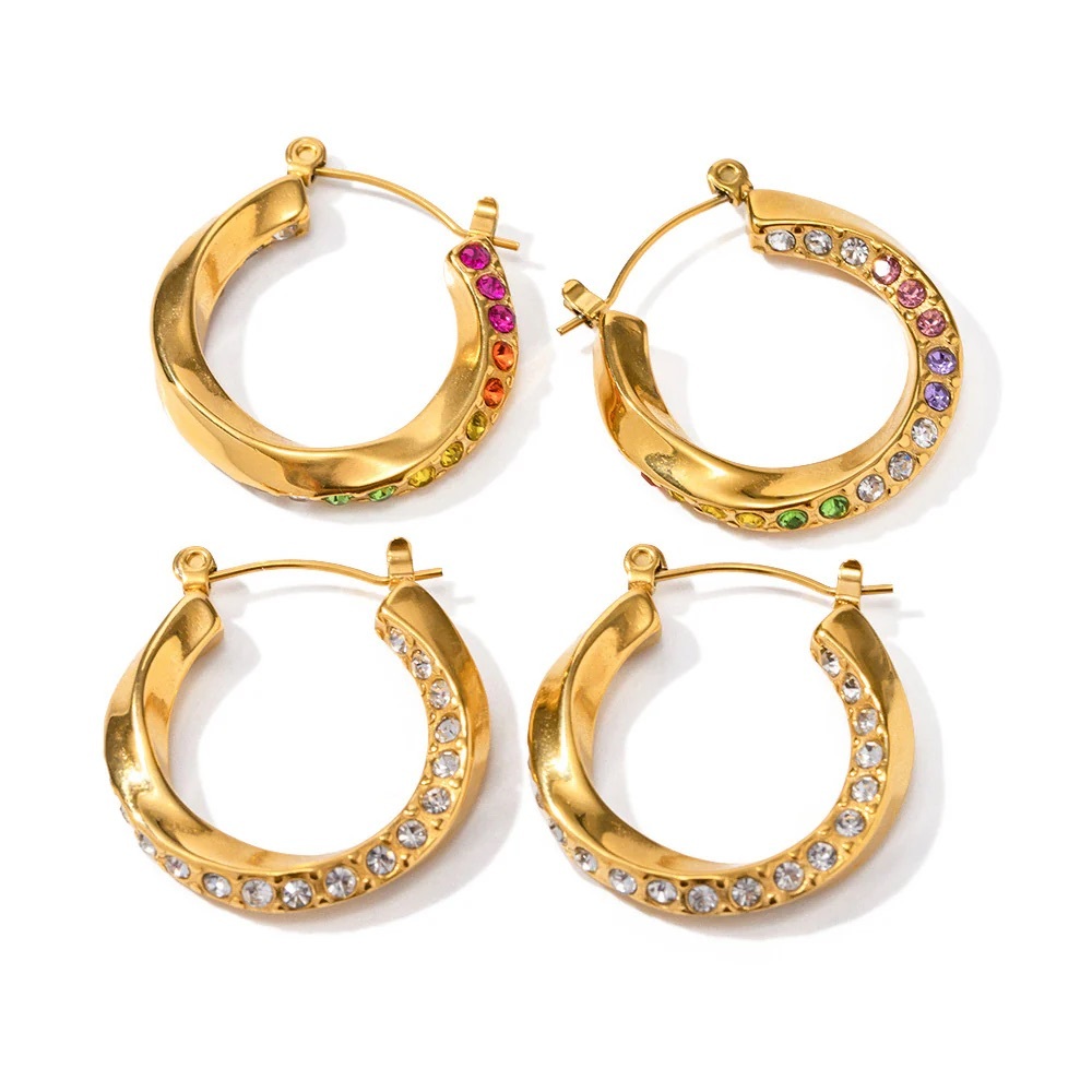 Two pair for $49*Hoop Earrings*18K Gold Plated Zircon Hoops*Tarnish Free